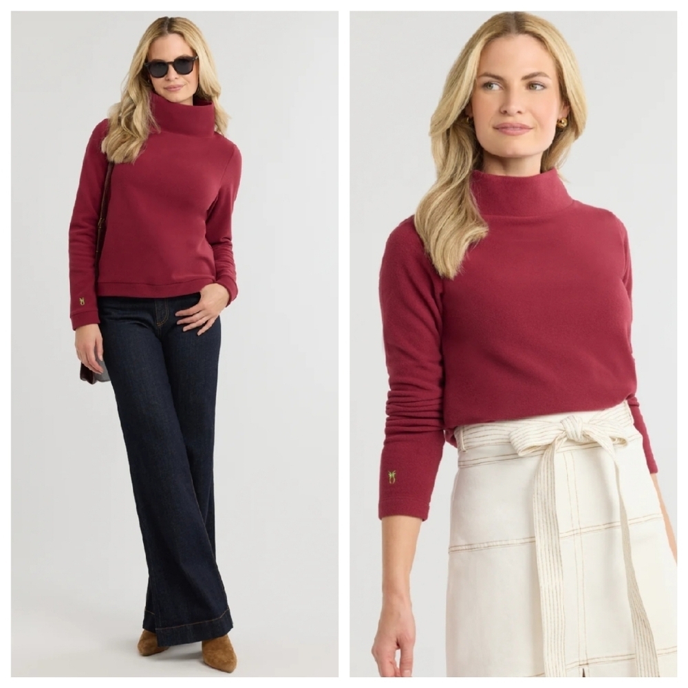Dudley Stephens Park Slope Turtleneck Vello Fleece Sweater Burgandy